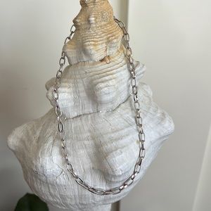 Bold Oval Link Silver Tone Chain Choker/Necklace